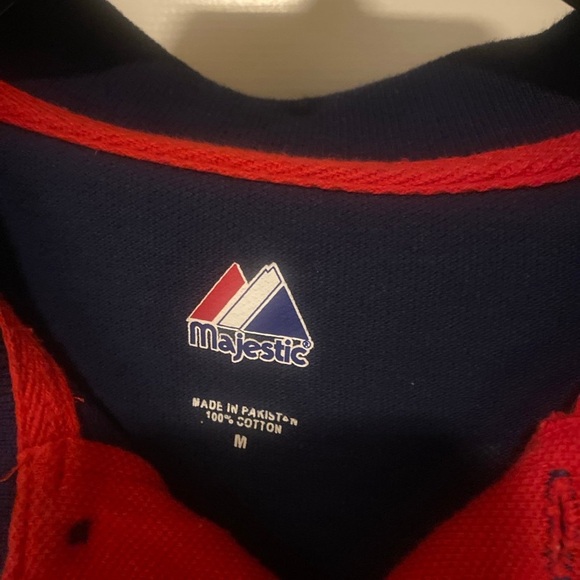 Atlanta Braves Majestic Polo Navy Blue/Red Shirt Men’s Size Medium - Picture 5 of 6